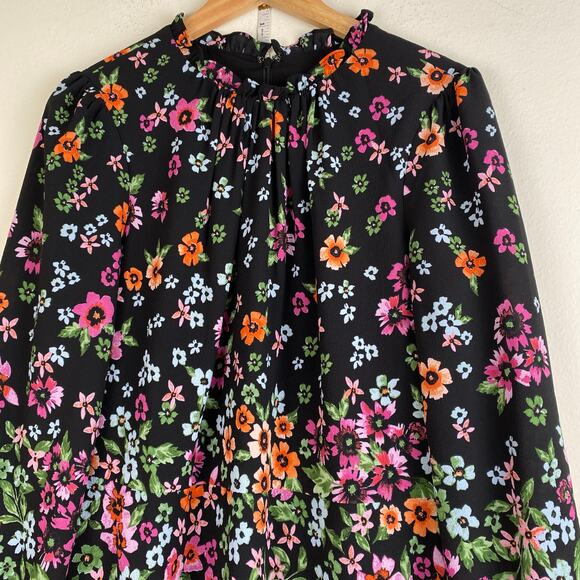 Maggy London Kiri Black Floral Long Sleeve Midi Dress Size 12 - Picture 8 of 13